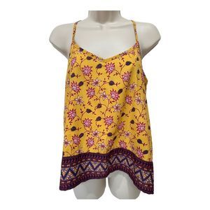 ⭐️ HOLLISTER SLEEVELESS - TANK BOHO TOP - YELLOW/ MAGENTA BLOUSE - SIZE M ⭐️